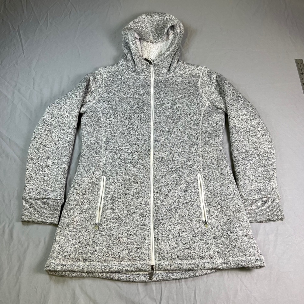 Kyodan Outdoor Women's Medium Grey Sherpa Lined Full Zip Jacket Marled Hoodie
